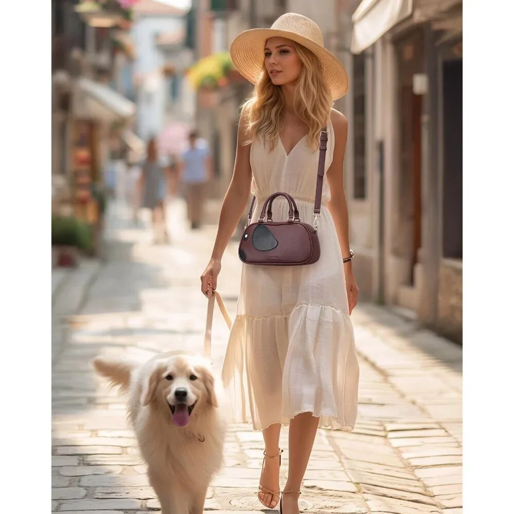 Small Faux Leather Crossbody Purse for Women Girl Dog Shape with Zipper